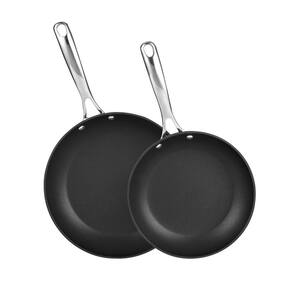 2-Piece Hard-Anodized Aluminum Nonstick Frying Pan Set in Black