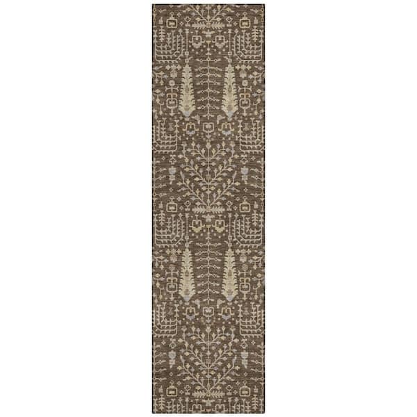 Chantille Machine Washable Indoor/Outdoor Abstract ACN3118 Chocolate 2 ft. x 7 ft. Runner Rug