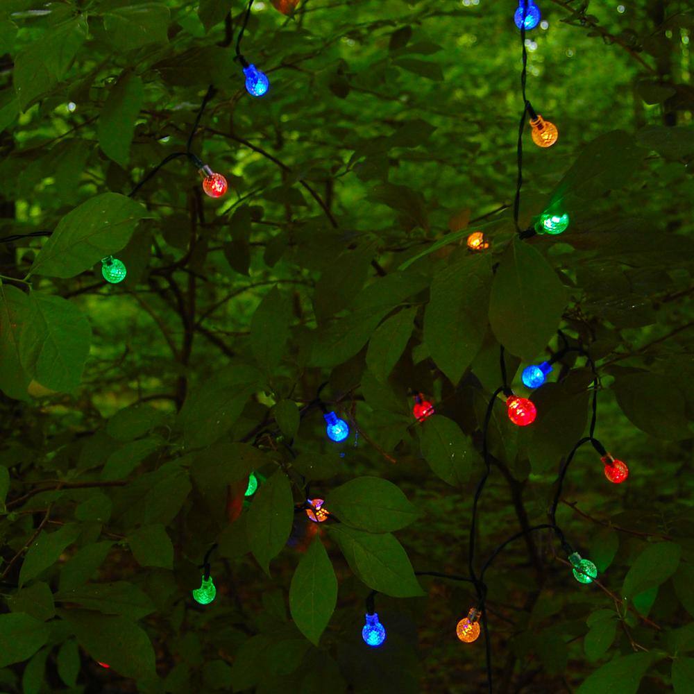 Solar Powered Multicolor LED Globe Outdoor String Lights