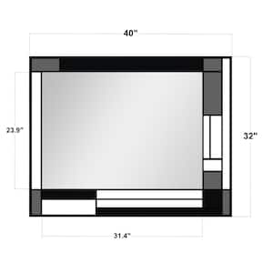 40 in. W x 32 in. H Rectangular Framed Wall Bathroom Vanity Mirror in Grey