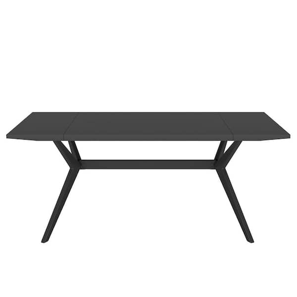 TRIBESIGNS WAY TO ORIGIN Halseey 63 in. Rectangular Black Wood Computer Desk for 6 Seats Wood Home Office 4 Legs X-shape Dining Table Kitchen