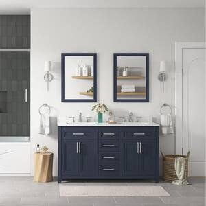 Beaufort 60 in. W x 19 in. D x 34.50 in. H Bath Vanity in Midnight Blue with White Cultured Marble Top