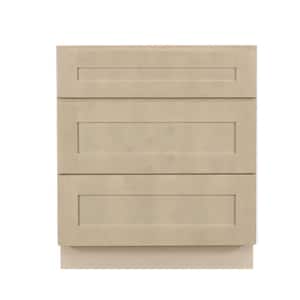 Lancaster Shaker Assembled 24x34.5x24 in. Base Cabinet with 3 Drawers in Stone Wash