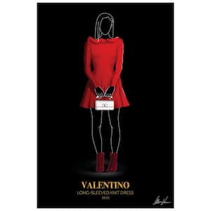 "V Fashion red look" Frameless Free Floating Reverse Printed Tempered Glass Wall Art, 32 in. x 48 in.