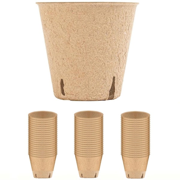 Unbranded 3.1 in. Peat Pots with 60 Piece Plant Labels Biodegradable Pots for Seedlings Starting Trays w/ Drainage Holes (60-Pack)