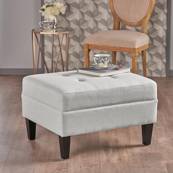CHRISTOPHER KNIGHT HOME Kamil Light Gray Fabric Upholstery Rectangle Accent Ottoman