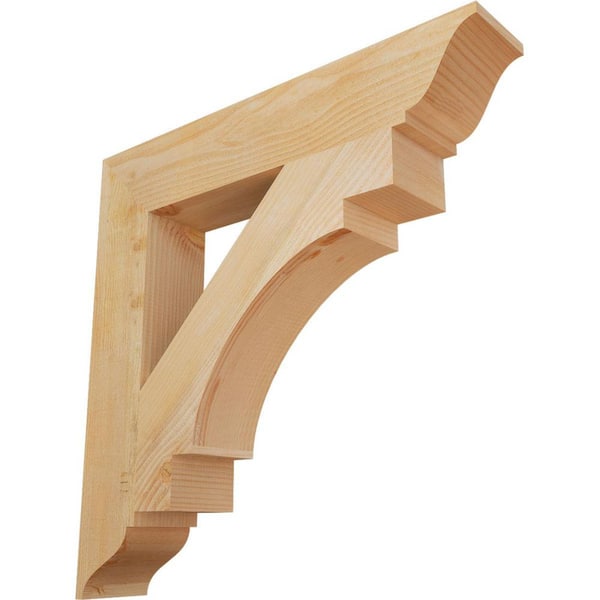 Ekena Millwork 6 in. x 34 in. x 34 in. Douglas Fir Merced Traditional Rough Sawn Bracket