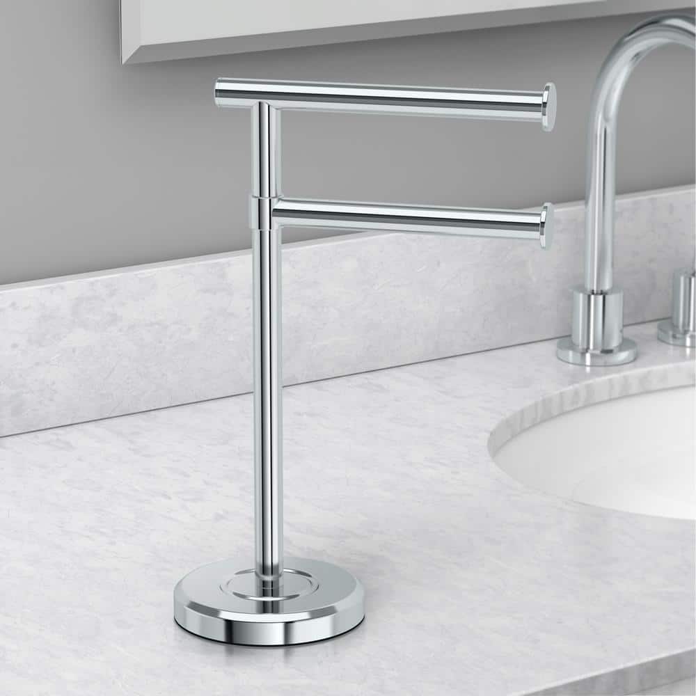 Chrome Freestanding Double Arm Hand Towel Holder