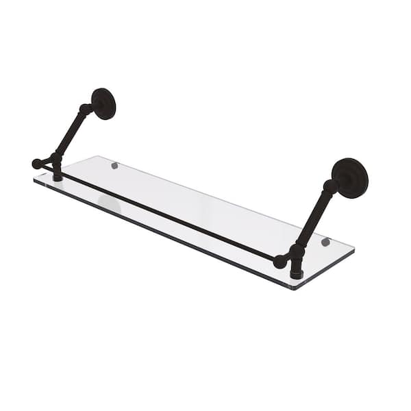 Allied Brass Prestige Que New 30 in. Floating Glass Shelf with Gallery Rail  in Oil Rubbed Bronze PQN-1-30-GAL-ORB The Home Depot