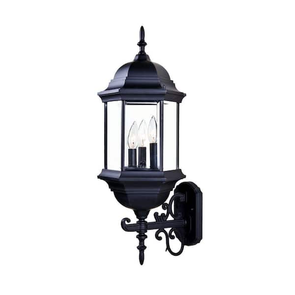 Acclaim Lighting Madison Collection 3-Light Matte Black Outdoor Wall Lantern Sconce