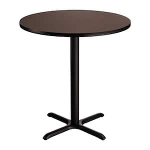 36 in. Round CT Series Mahogany MDF Laminate Top and Metal X-Base, Composite Wood Cafe Table (Seats 4)