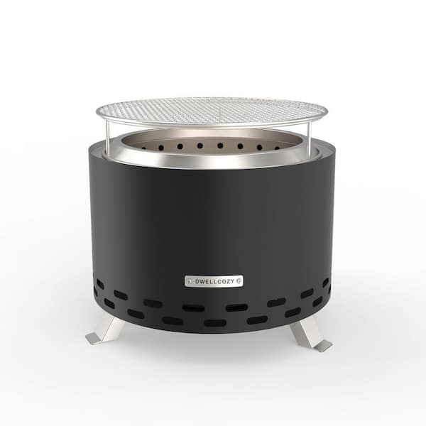 Outdoor Stainless Steel Smokeless Fire Pit with Grill and Bag - Black 12.8 in. x 14.2 in.