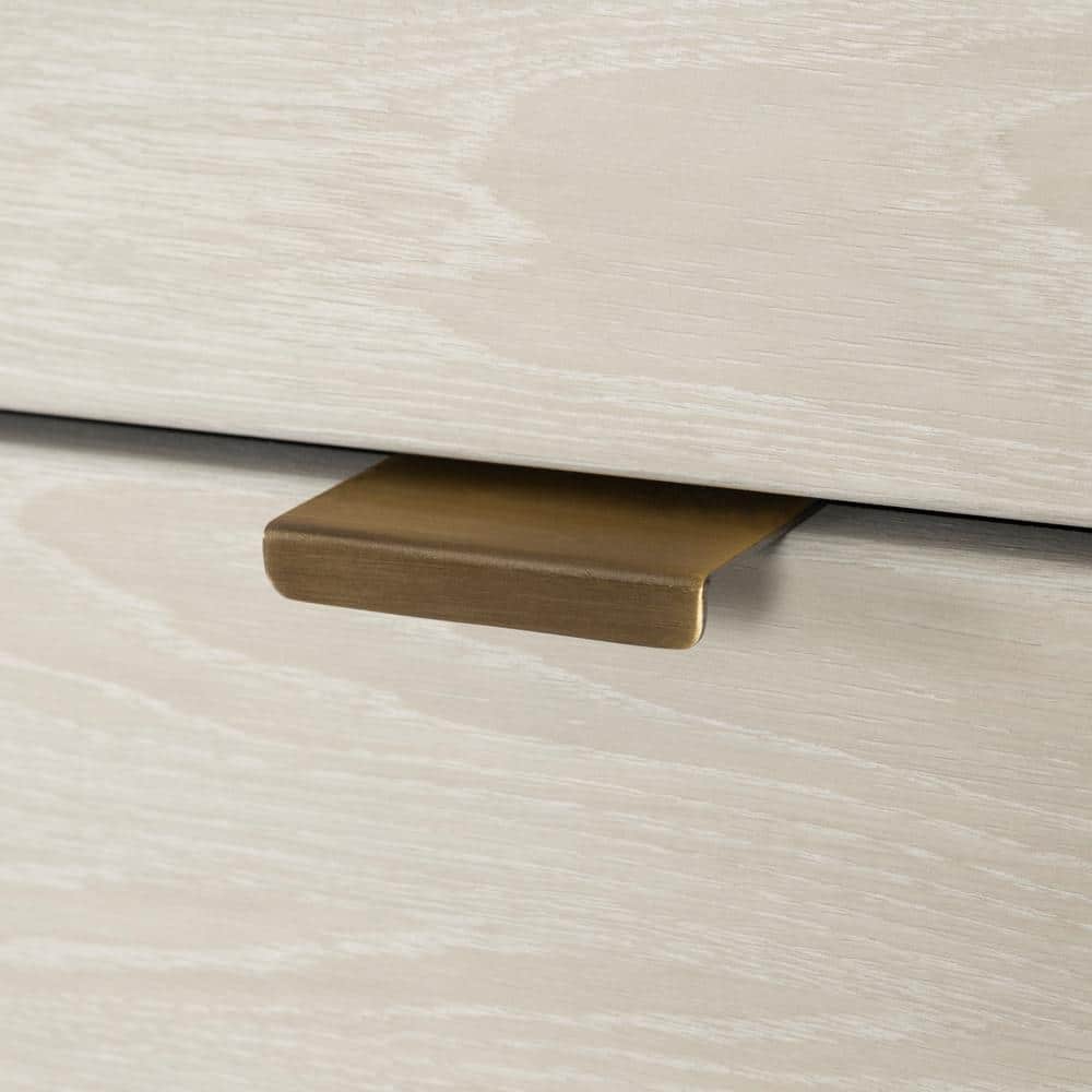Winter Oak Glam Double Dresser with Brass Accents and Wide Storage