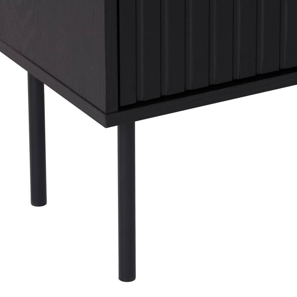 Lysander Black MDF Fluted Door Storage Bar Cabinet