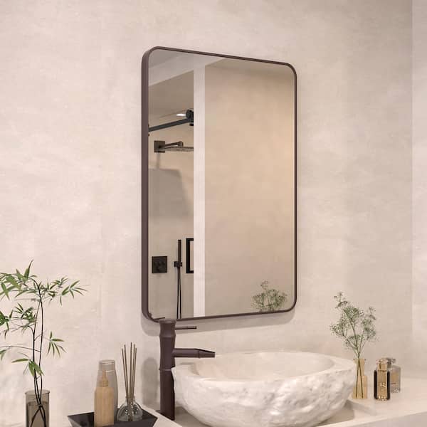 24 in. W x 36 in. H Rectangle Framed Vertically/Horizontally Wall Bathroom Vanity Mirror in Oil-Rubbed Bronze