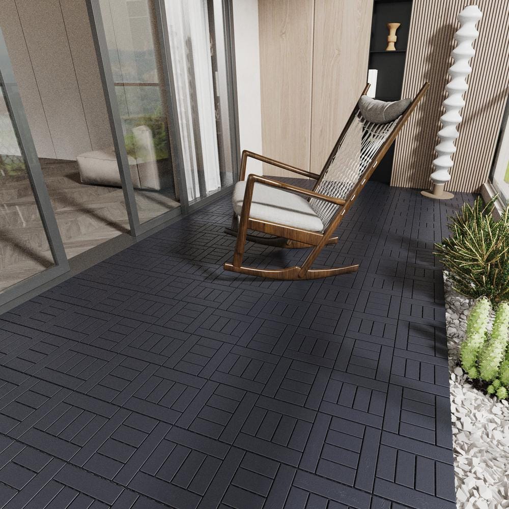 44pcs 12 in. x 12 in. Patio Deck Tiles, DIY Module Interlocking Decking Til