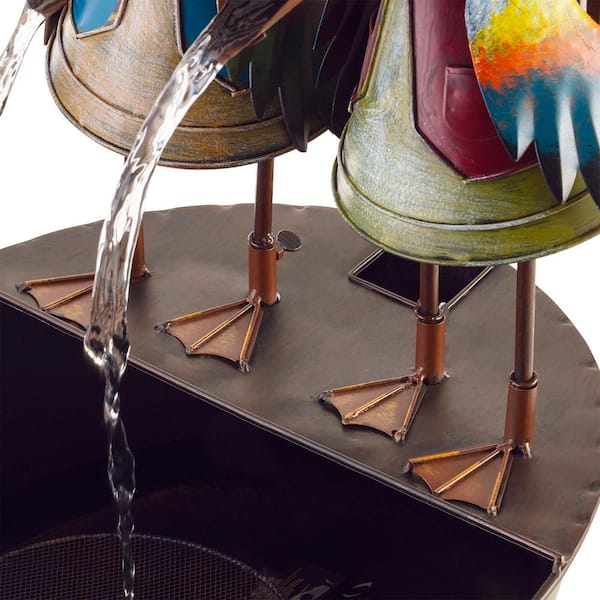 Alpine Corporation - 20 in. Tall Outdoor Metal Crow Water Fountain Yard Art Decor