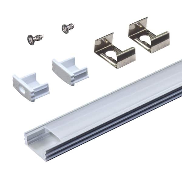 Rectangular aluminium profile 1 m long LED strip, mounting clip, diffuser