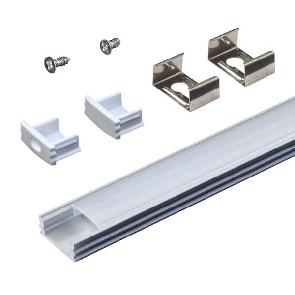 Surface Mount LED Tape Light Channel Mounting Hardware, Silver (5-Pack)