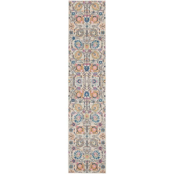 Nourison Passion Ivory/Multi 2 ft. x 10 ft. Floral Transitional Kitchen Runner Area Rug