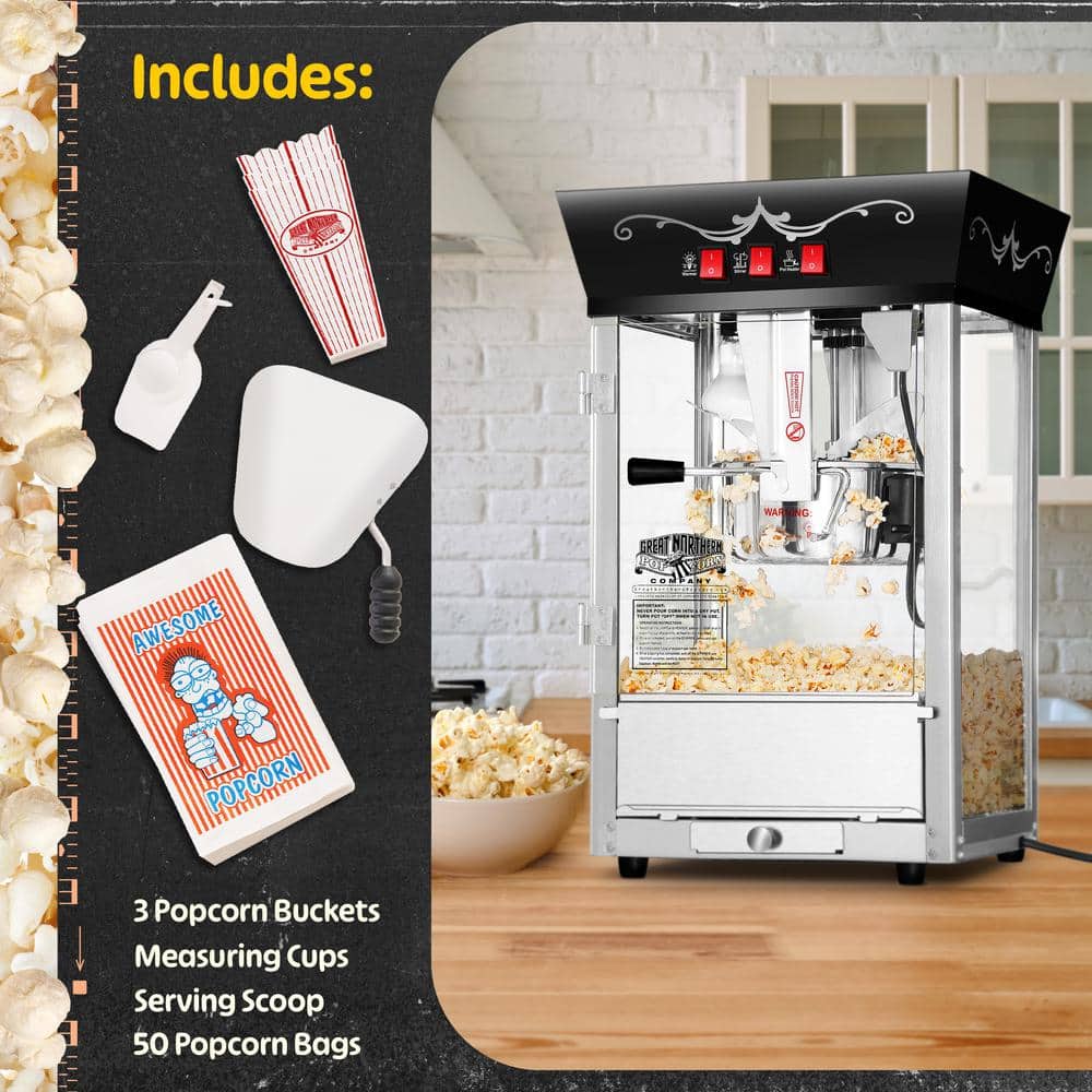 Matinee Black Stainless Steel 8oz Countertop Popcorn Machine