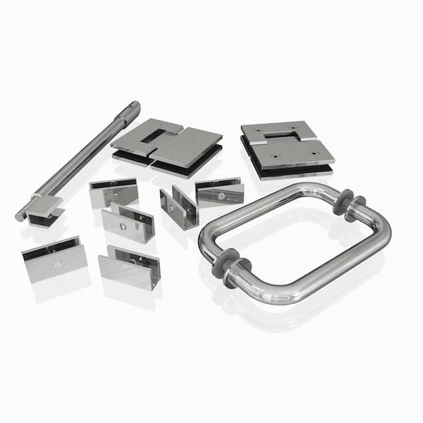 Glass Warehouse 78 in. 90 Degree Glass Hinged Hardware Pack in Chrome with Handle
