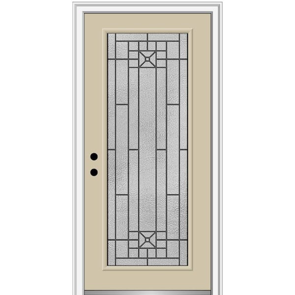 MMI Door 32 in. x 80 in. Courtyard Right-Hand Full-Lite Decorative Painted Fiberglass Smooth Prehung Front Door, 4-9/16 in. Frame
