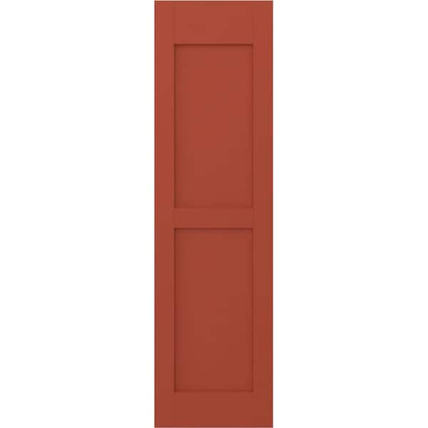 Ekena Millwork 15 in. W x 60 in. H Americraft 2-Equal Flat Panel Exterior Real Wood Shutters Pair in Colorful Leaves