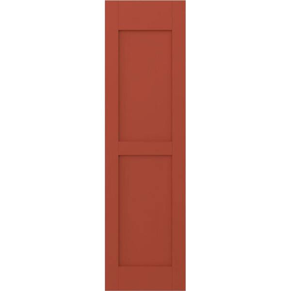 Ekena Millwork 15 in. W x 66 in. H Americraft 2-Equal Flat Panel Exterior Real Wood Shutters Pair in Colorful Leaves