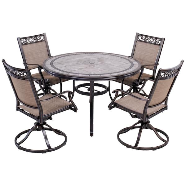 Unbranded 5-Piece Metal Patio Conversation Set with Aluminum Swivel Rocker Chair