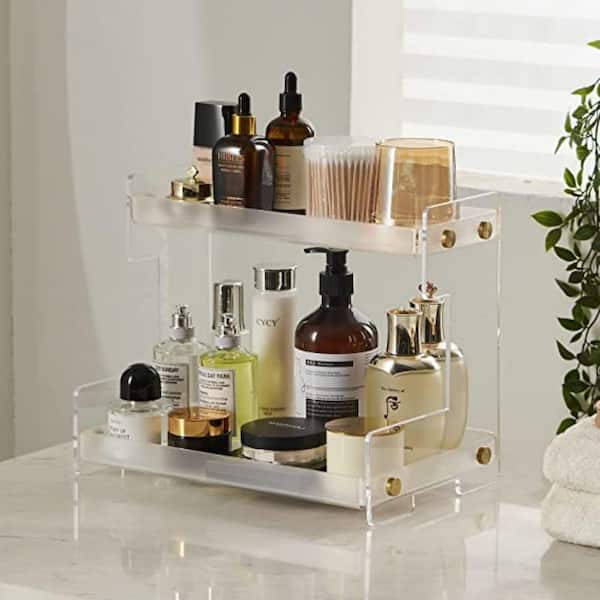 Dyiom 2-Tier Instant Dry Bathroom Organizer Countertop, Kitchen Counter  Shelf Organizer，7.8 in,Acrylic,white B0BXJDC6Y8 - The Home Depot