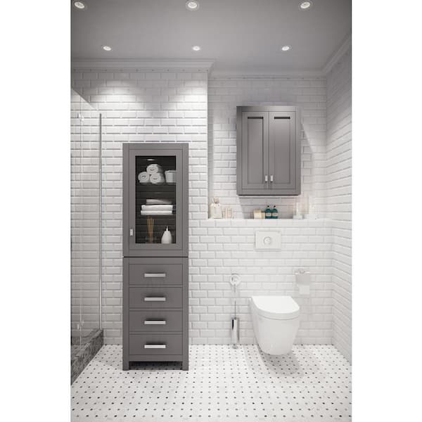 Water Creation Madison 24 in. W x 33 in. H x 8 in. D Bathroom Storage Toilet Topper in Cashmere Grey