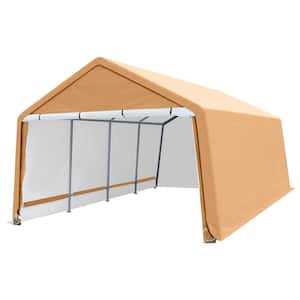 13 ft. W x 20 ft. D x 9 ft. H Peak-Style Garage with PE Beige Fabric and Easy-Slide Rail System
