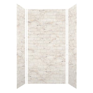SaraMar 36 in. x 48 in. x 96 in. 3-Piece Easy Up Adhesive Alcove Shower Wall Surround in Biscotti Marble