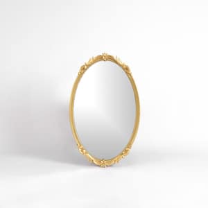 Medium Oval Gold Painted Wood Classic Mirror (29 in. H x 18.5 in. W)