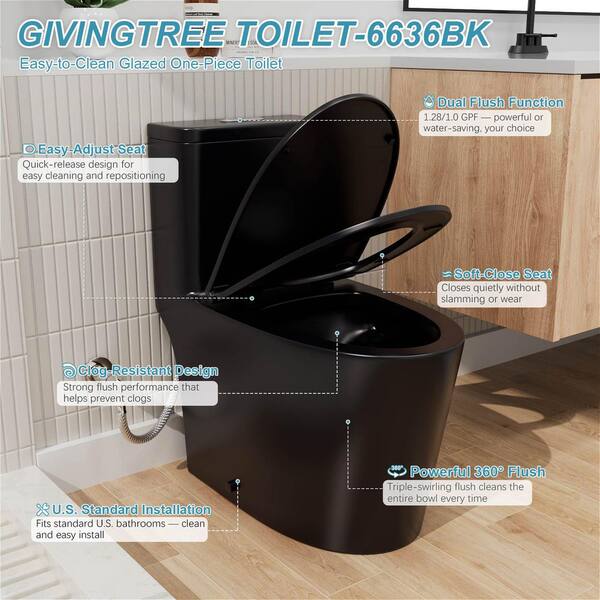 GIVING TREE 1-Piece 1.0/1.28 GPF Dual Flush High Efficiency