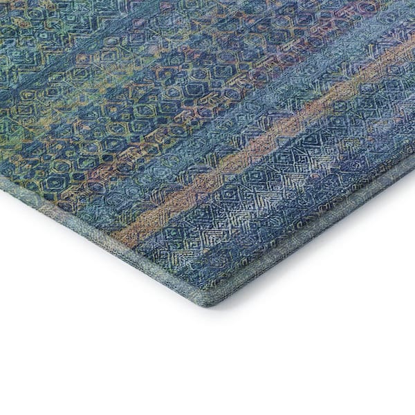 Mayfield Premium Machine Washable Abstract AMF2106 Teal 9 ft. x 12 ft. Area Rug