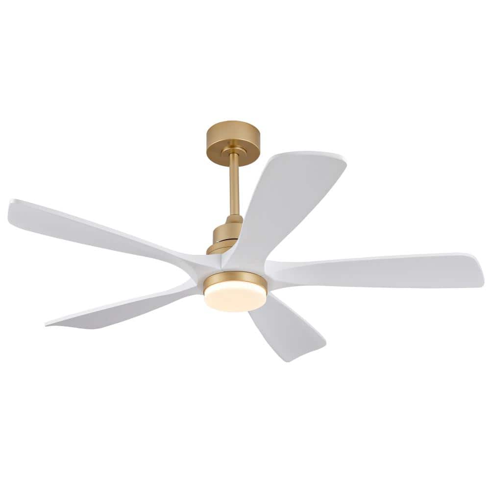 52 Inch 5 Blades Gold White Ceiling Fan for Patios with Lights and Remote Control Reversible DC Motor price history on PriceWatchPro