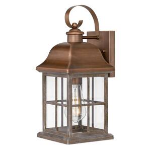 Lawrenceville 15 in. 1-Light Antique Copper Outdoor Wall Sconce Lamp