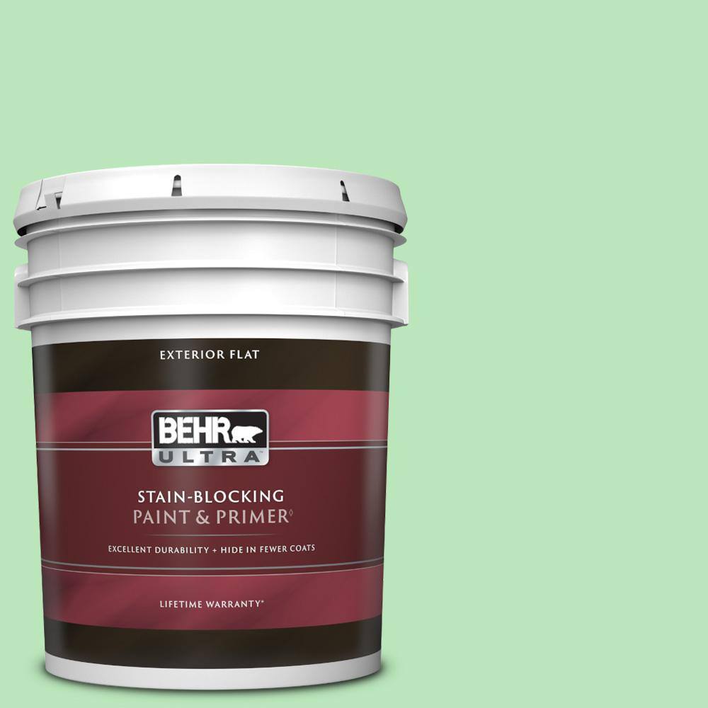 BEHR ULTRA 5 gal. P3903 Mint Parfait Flat Exterior Paint & Primer