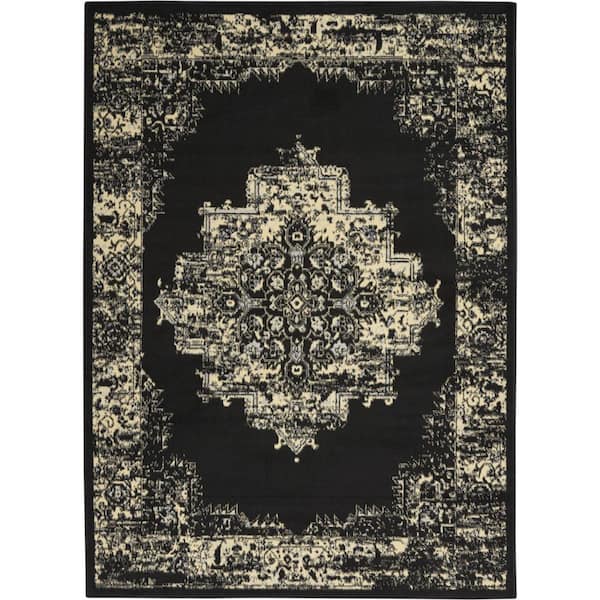 Cream 6 ft. x 9 ft. Damask Power Loom Area Rug
