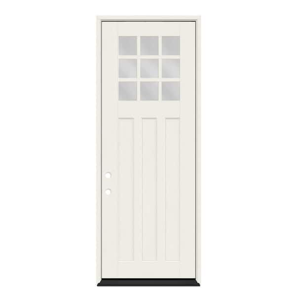 Regency 36 in. x 96 in. 1/4 9L-SDL Clear Glass RHIS Primed Fiberglass Prehung Front Door with 4-9/16 Jamb