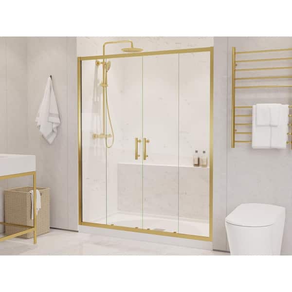 ANZZI Enchant 60.4 in. x 70 in. Framed Sliding Shower Door in Brushed Gold
