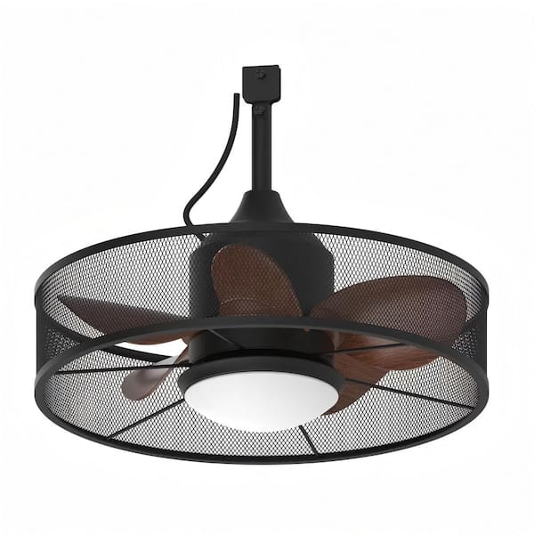 19.1 in. Ceiling Fan with Light Remote Control Black Modern Waterproof Pendant Light Gazebo Fan for Outside Porch Patios