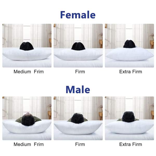 Shatex 34 in. x 20 in. White King Size Extra Firm-Pillow with