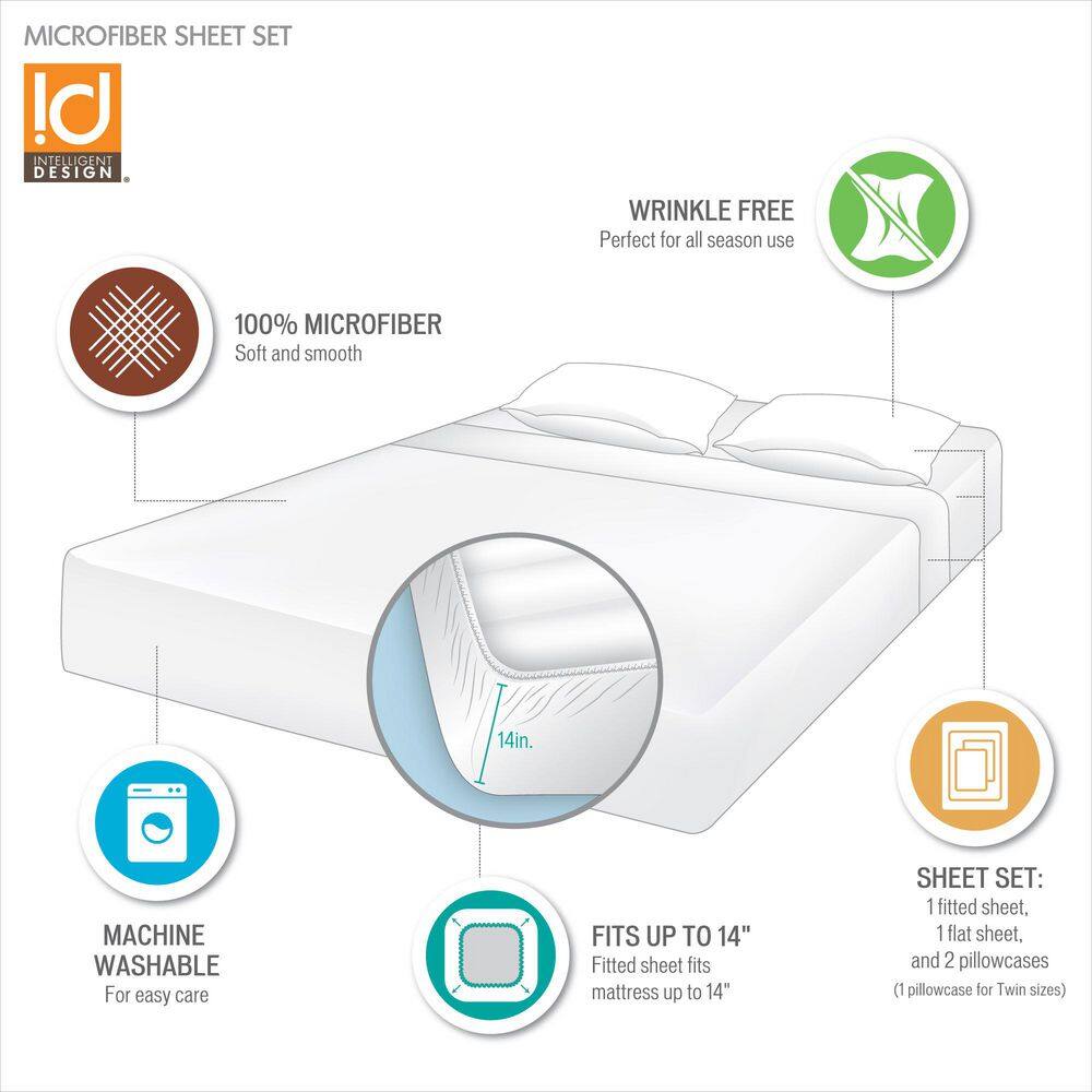 Blush Twin Solid Microfiber Sheet Set with Pillowcase