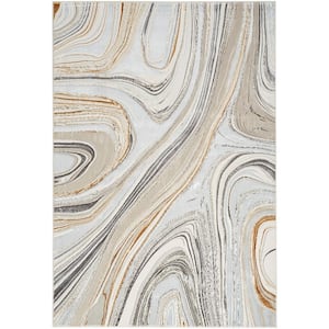 Glam Grey Gold 4 ft. x 6 ft. Abstract Contemporary Area Rug