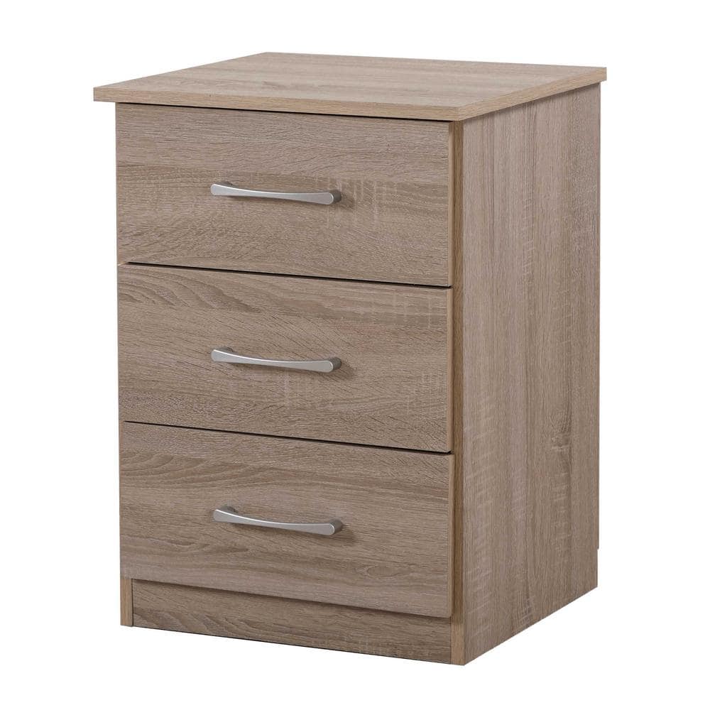 Boston 3-Drawer Compact Nightstand in Sandalwood and Gray