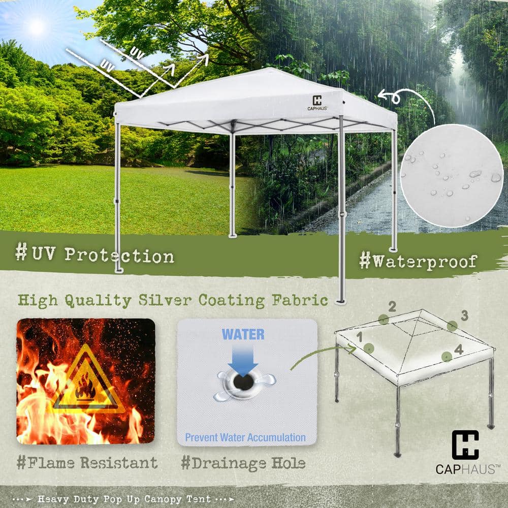 Dark Grey 10ft x 10ft Adjustable Pop-Up Canopy Tent with Steel Frame