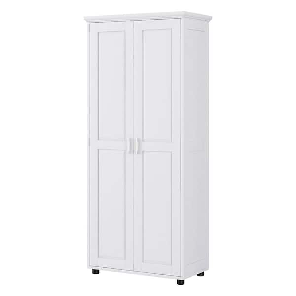 Tatayosi 29.25 in. W x 14.6 in. D x 71.25 in. H White Storage Cabinet, Linen Cabinet for Bathroom, Office